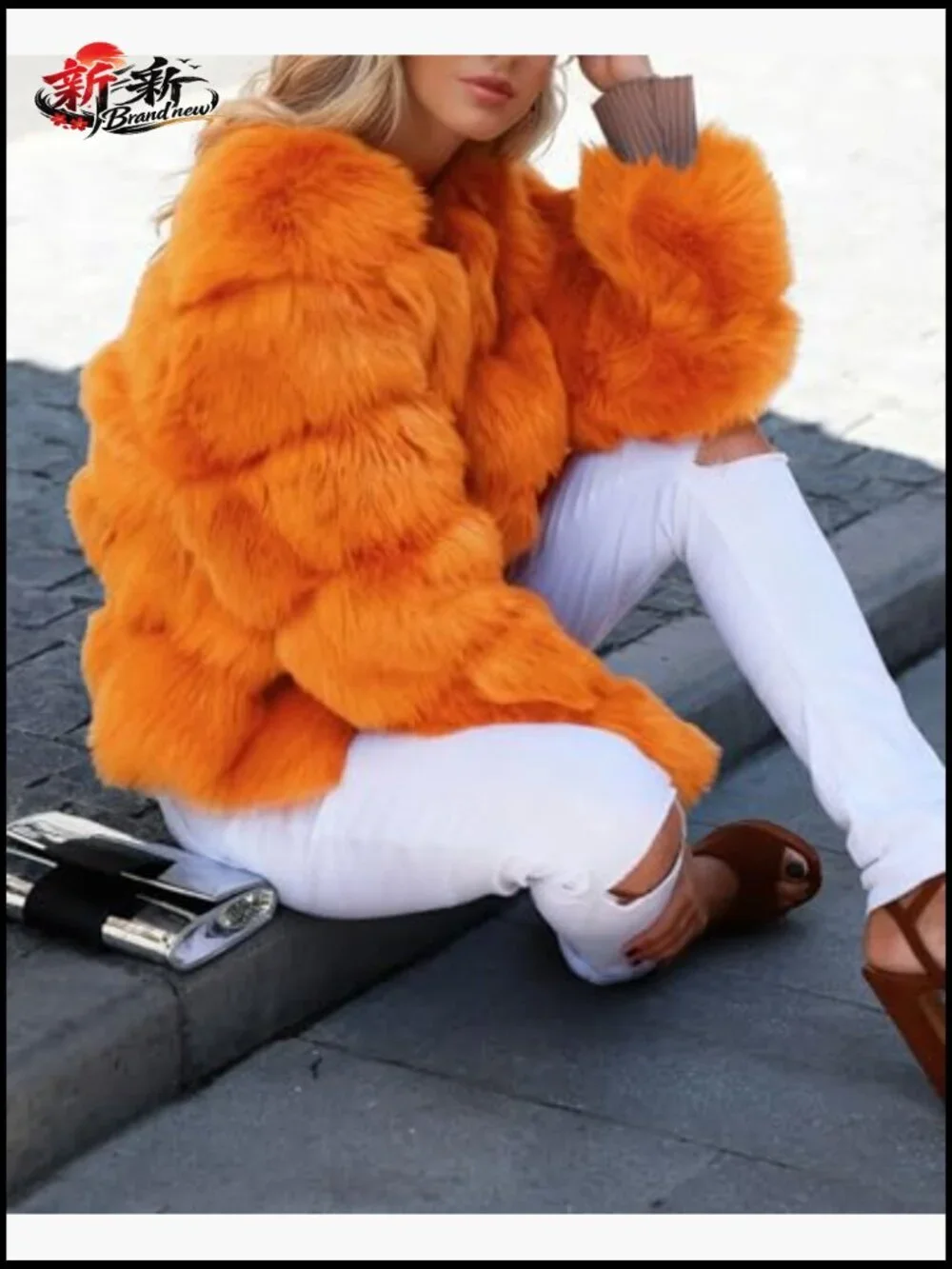 Warm Fluffy Cropped Puffer Jacket Faux Fur Coat Crop Parka Collarless Teddy - Picture 5 of 7